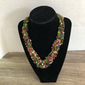 Vtg Multicolour Sequin Necklace